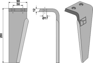 Kreiseleggenzinken 280mm, rechts