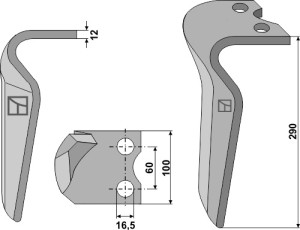 Kreiseleggenzinken 290mm, rechts