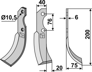 Freesmes 200x40mm, rechts
