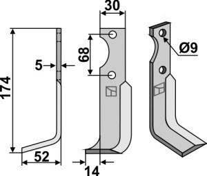 Freesmes 174x30mm, links
