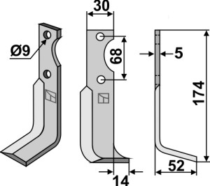 Freesmes 174x30mm, rechts
