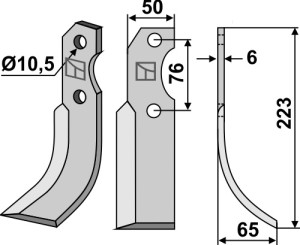 Freesmes 223x50mm, rechts