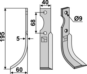 Freesmes 195x40mm, links