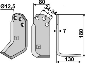 Freesmes 180x80mm, rechts