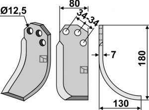 Freesmes 180x80mm, rechts