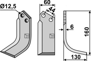 Freesmes 160x60mm, rechts