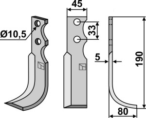 Freesmes 190x45mm, rechts