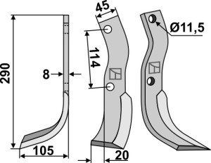 Freesmes 290x45mm, links