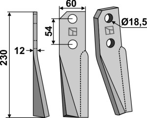 Dent rotative 230x60mm, gauche