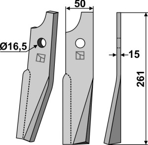 Dent rotative 261x50mm, droit