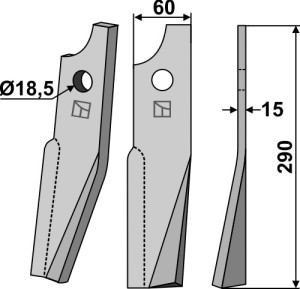 Dent rotative 290x60mm, droit