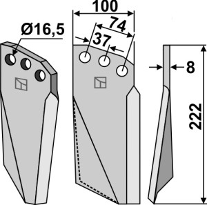 Dent rotative 222x100mm, droit
