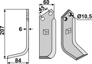 Freesmes 207x60mm, links