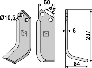 Freesmes 207x60mm, rechts