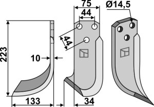 Freesmes 223x75mm, links