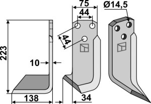 Freesmes 223x75mm, links