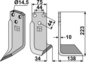 Freesmes 223x75mm, rechts