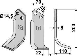 Freesmes 200x70mm, rechts
