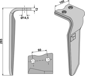 Kreiseleggenzinken 265mm, rechts