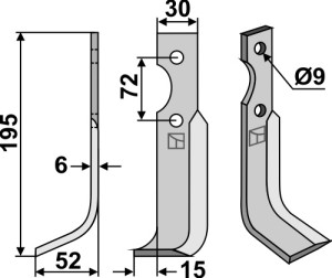 Freesmes 195x30mm, links