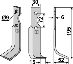 Freesmes 195x30mm, rechts