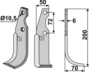 Freesmes 200x50mm, rechts