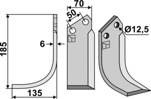 Freesmes 185x70mm, links