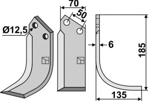 Freesmes 185x70mm, rechts