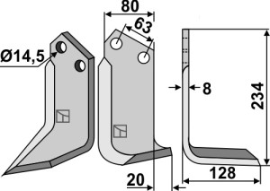 Freesmes 234x80mm, rechts