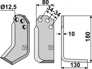 Freesmes 180x80mm, rechts