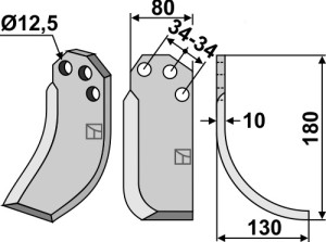 Freesmes 180x80mm, rechts