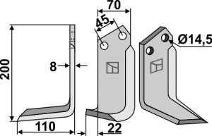 Freesmes 200x70mm, links
