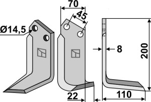 Freesmes 200x70mm, rechts
