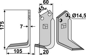 Freesmes 175x60mm, links