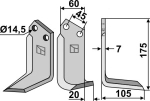 Freesmes 175x60mm, rechts