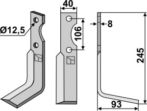 Freesmes 245x40mm, rechts