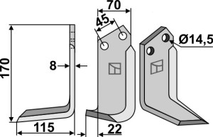 Freesmes 170x70mm, links