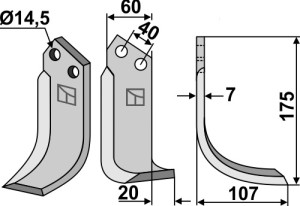 Freesmes 175x60mm, rechts