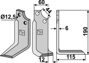 Freesmes 190x60mm, rechts