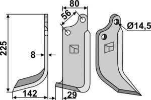 Freesmes 225x80mm, links