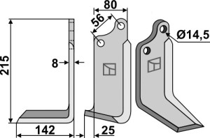 Freesmes 215x80mm, links