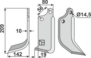 Freesmes 209x80mm, links