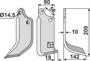 Freesmes 209x80mm, rechts