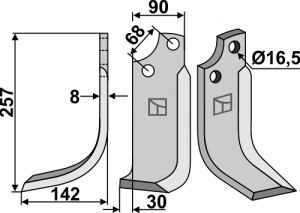 Freesmes 257x90mm, links