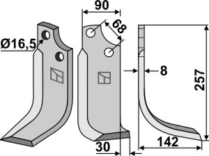 Freesmes 257x90mm, rechts