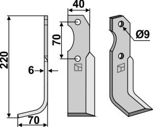 Freesmes 220x40mm, links