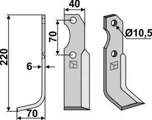 Freesmes 220x40mm, links