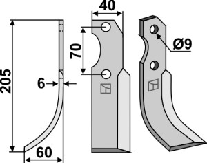 Freesmes 205x40mm, links