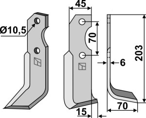 Freesmes 203x45mm, rechts