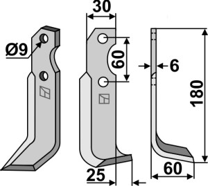 Freesmes 180x30mm, rechts